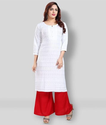 DREAM & DZIRE - White Cotton Womens Straight Kurti ( Pack of 1 ) - XXL