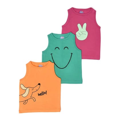 Baby Boy Smile Vest- Pack of 3-0 M / Multicolor