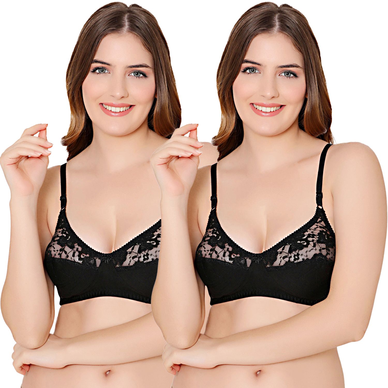 Bodycare polycotton wirefree adjustable straps designer net cup non padded bra-1535BB