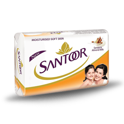 Santoor Sandal & Almond Milk Soap, 100 gm Bar