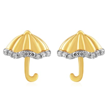 Senco Gold 18K Yellow Gold Tiny Umbrella Diamond Studs Earrings (Gold Weight -  1.8 g / 0.07 Ct / HI-SI)