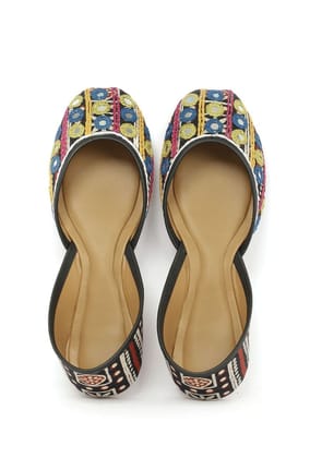 Mustard Blue Kutch Embroidered Juttis-40