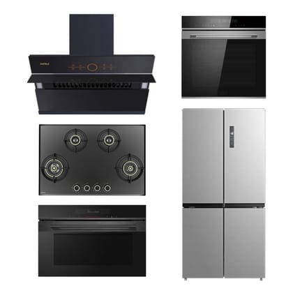 Hafele Chimney + Hob + Oven + Microwave + Refrigerator Combo HACHOMR-02