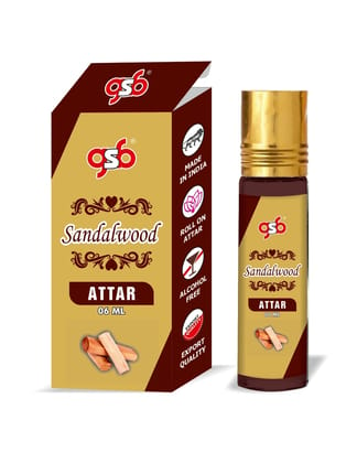 GSB Sandalwood Pure Natural Attar/Itra/Perfume Roll On | Alcohol Free | Long Lasting | Undiluted | Unisex | 6 ml