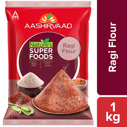 Aashirvaad Nature's Super Foods - Ragi Flour/Ragi Hittu, 1 Kg Pouch