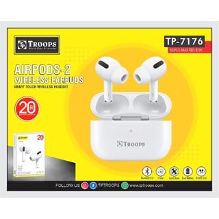 TP TROOPS TWS Earbuds with 15 Watt charger EDR Sable Connection,Smart Touch Control,ios Charging, IPX4 Rated SweatProof