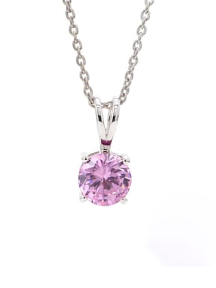 Pink Solitaire Pendant With Chain