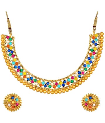 Sunhari Jewels - Multi Color Alloy Necklace Set ( Pack of 1 ) - Multi Color