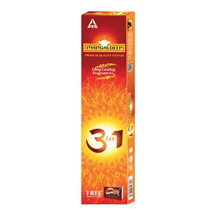 Mangaldeep 3in1 Agarbatti - Premium, charcoal free incense sticks