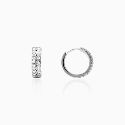 Silver Zircon Sparkling Hoop Earrings