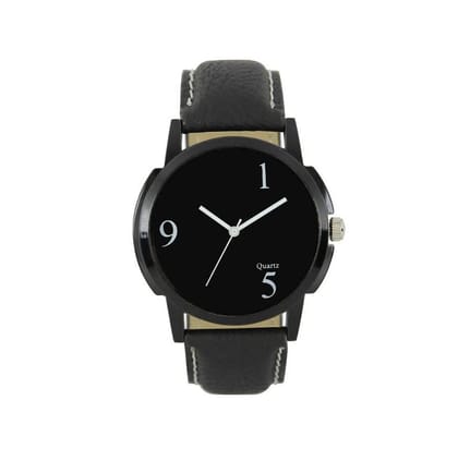 MIENTERPRISE - Black Leather Analog Mens Watch