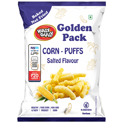 Hully Gully Corn-Puffs - Salted Flavour, Baked, Golden Pack, 120 G