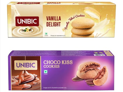 UNIBIC Assorted Cookies, PK of 04, Chocokiss & Vanilla Assorted (300 g)