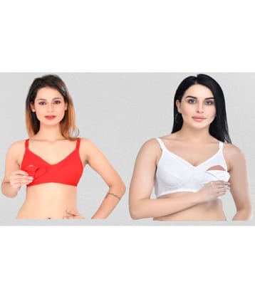 Zourt - Multicolor Cotton Solid Women's Maternity Bra ( Pack of 2 ) - 34B