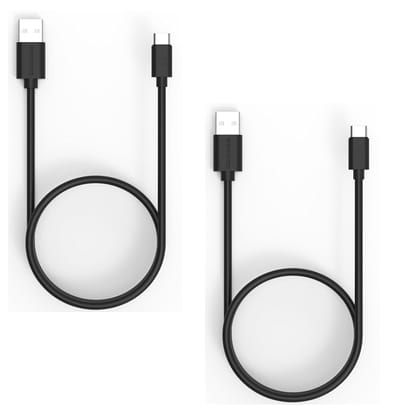 Twance1  Meter PVC Type C to USB Fast charging and data transfer Cable,  Black Color (Pack of 2)