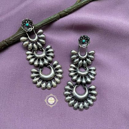 Crescent Moon Layered Earrings-Turquoise (Sky Blue)