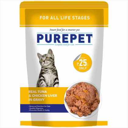 Purepet Real Tuna  Chicken Liver in Gravy Cat Wet Food-30x50g