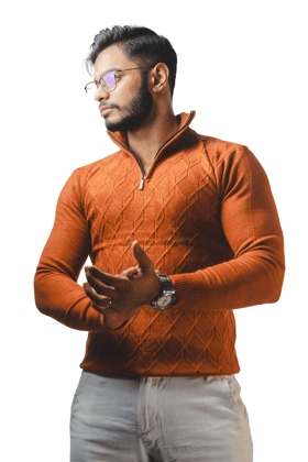 Brown Textured Knit Sweater-M