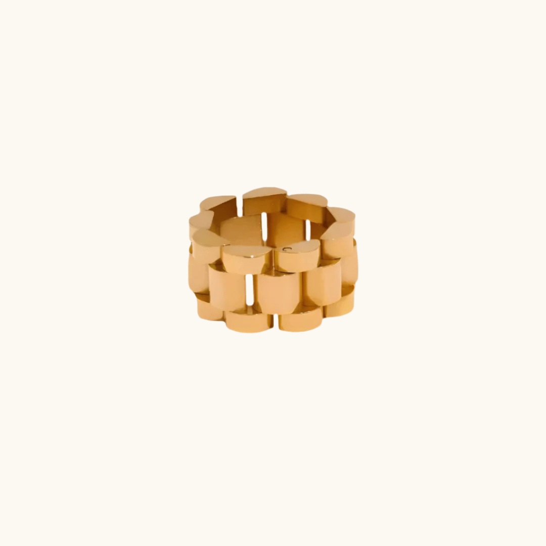 Chunky Goldy Blocks Ring - 18K Gold Plated-7