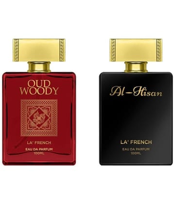 LA FRENCH Oud Woody & Al Hisan Eau De Parfum (EDP) For Unisex 200ml ( Pack of 2 )