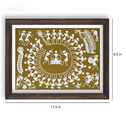 warli painting-celebrating festival with traditional tarpa folk dance (mehendi)