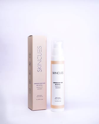 Skincues Luminous Sun Fluid SPF 35 PA++ | Sunscreen for All Skin Types | Papaya-Vit C Sunscreen | Ultimate Sun Protection | 50 ML