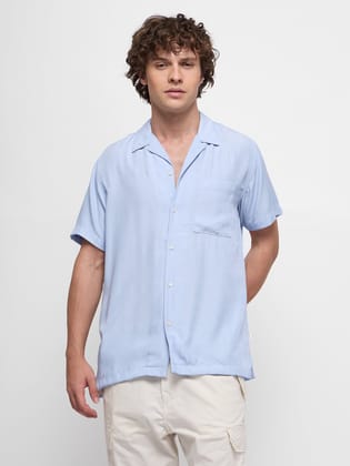 Cuban Collar Shirt-M/38 / Sky Blue