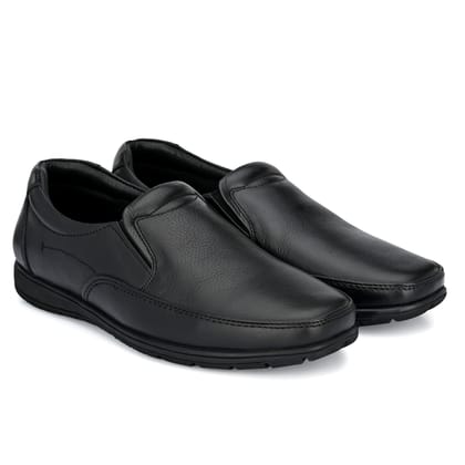 Egoss Comfortable Slip On Leather Shoes For Men-6 / Black / Regular