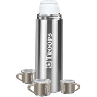TP TROOPS Coffee Thermos Stainless Steel Vacuum Flask with 3 Steel Cup, 500ml/16.9oz Insulated Bottle