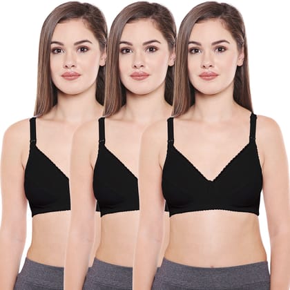 Bodycare 100% Cotton Non Padded Non wired Feeding Bra-Pack of 3