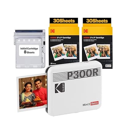 KODAK Mini 3 Retro 4PASS Portable Photo Printer - 68 Sheets-White