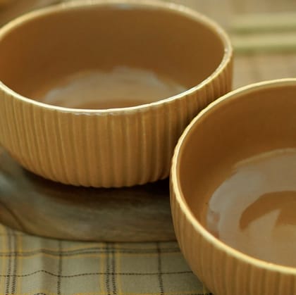 BAARDEZ DEEP BOWLS SET of 2-ORANGE / HAND CAST CERAMIC / 2 BOWL