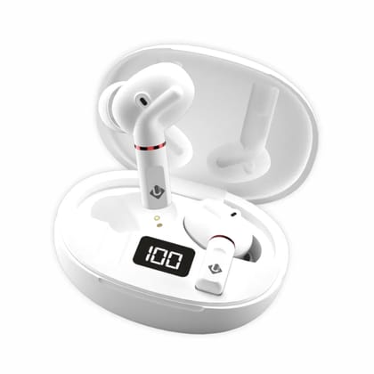 U&i Jingle 30 Hours Battery Backup True Wireless Earbuds with Digital Display and Touch Sensor-White