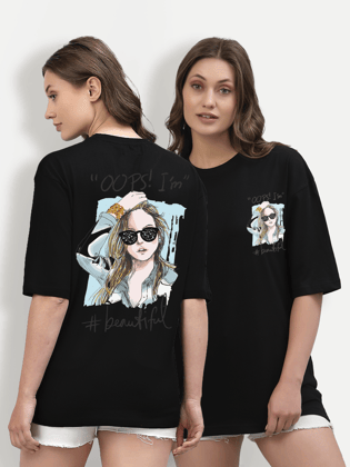 Oops Black Oversized Unisex T-shirt-S / Black