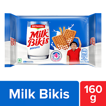 Britannia Milk Bikis Biscuit - Crunchy, Zero Trans Fat, Ready To Eat, 160 g