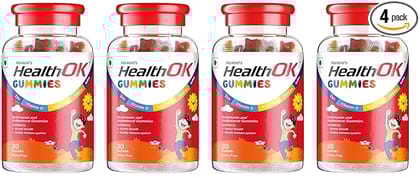 Health Ok Mankind Gummies Multivitamin and Multimineral for Kids Supports Normal Growth Healthy Immune system and Brain Function for 7 -17-year-old Bottle of 30 Gummies x Pack of 4
