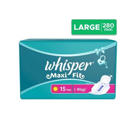 Whisper Maxi Sanitary Pad LN With Wings, 15 Units Pack