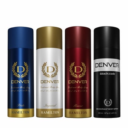 Denver Pride, Imperial, Honour & Black.code Deo For Men (800 ml, Pack of 4)