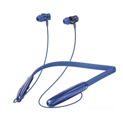 U&i Vengo 50 Hours Music Time Bluetooth Neckband with Magnetic Earbuds and Vibration Motor-Blue