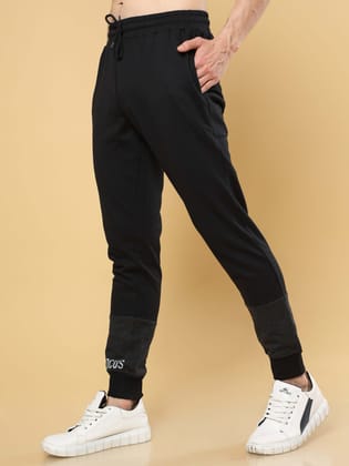 Black & Grey Joggers With Adjustable Draw String-30