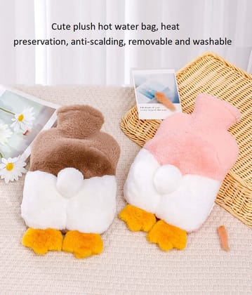 Hot Water Bag with Cute Plush Soft Cover-Pink