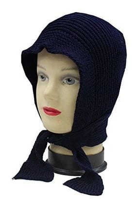 Romano nx Women's Winter Blue Wool Cap With Scarf Attached