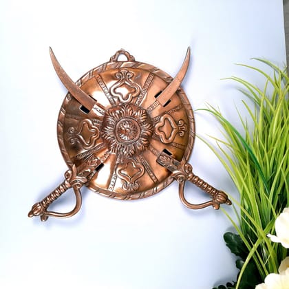 Swords & Shield Wall Hanging | Dhal Talwar Royal Hangings - For Home, Living Room, Wall Decor & Gifts - 13 Inch