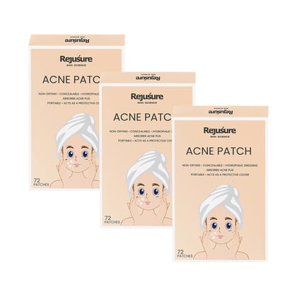 Rejusure Acne Patch: Waterproof, absorbs pimples overnight, reduces oil, covers zits/blemishes. For all skin types. Pack of 3.-Rejusure Acne Patch | Waterproof | Absorbs Pimple Overnight, Reduces