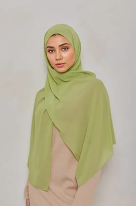 Premium Chiffon Hijab - Green Yellow-Green Yellow