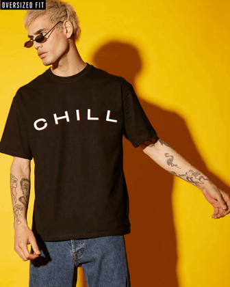 Chill Black Oversized Tshirt-S