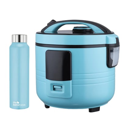 The Better Home FUMATO Cookeasy Automatic 500W Electric Rice Cooker 1.5L Blue  Stainless Steel Water Bottle 1 Litre Blue-The Better Home FUMATO Cookeasy Automatic 500W Electric Rice Cooker 1.5L B