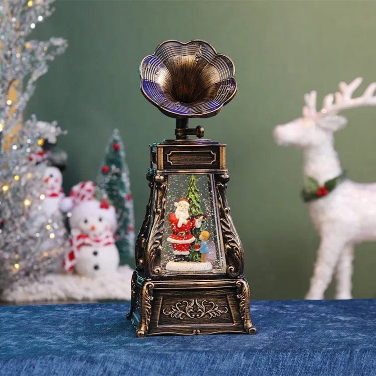 Christmas Gramophone Showpiece with LED Light and Music-Santa