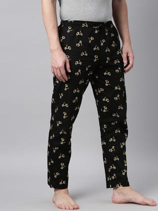 Black Printed Lounge Pant-XXL