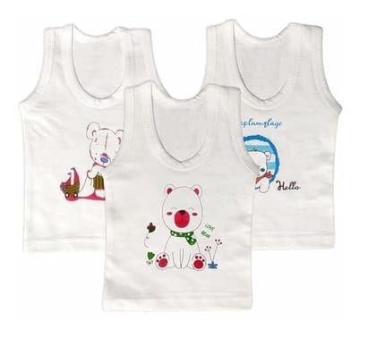 |Kids and BEBS| Cotton Vests Printed Sandos for Girls, Boys and Kids(4 Years-5Years) (White)